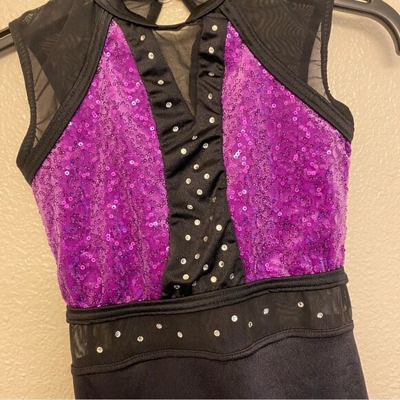 WEISSMAN Dance Costume unitard black purple Cold Hearted Snake 14693 IC - Picture 3 of 13